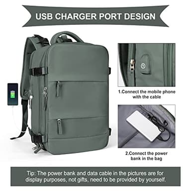 coowoz Travel Backpack For Women Men,Carry On Backpack,Hiking Backpack Waterproof Outdoor Sports Rucksack Casual Daypack Travel Essentials(Olive Green) - Image 5