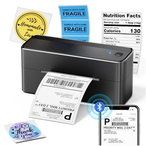 Phomemo Shipping Label Printer, 241BT 4X6 Wireless Thermal Label Printer for Small Business, Labels Printers for Shipping Package, Compatible with iPhone, Android, Amazon, Shopify, UPS, Black - Image 1