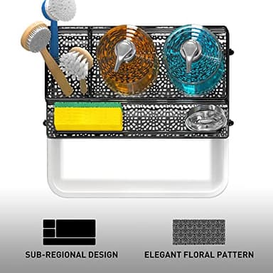 Cisily Large Black Sponge Holder for Kitchen, Sink Caddy Sink Organizer Rack for Kitchen Accessories with Drip Tray, Rustproof and Non-slip, Soap Dispenser Countertop Organizer Essentials for New Home - Image 6