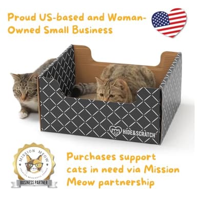 HIDE & SCRATCH Cardboard Cat Scratcher; Cat Scratcher Box and Bed with Refillable Double-Sided Cardboard Scratch Pad for Indoor Cats - Image 4
