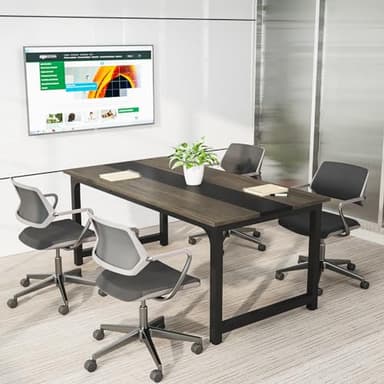 Tribesigns Modern Computer Desk, 63 x 31.5 inch Large Office Desk Computer Table Study Writing Desk Workstation for Home Office, Grey/Black - Image 8