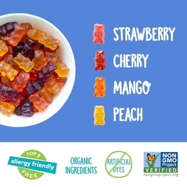 YumEarth Organic Gummy Bears - Fruity Gummy Candy Snack Packs, Gluten Free Snacks for Kids - Allergy Friendly, Non-GMO, No Artificial Flavors or Dyes - Assorted Flavors, 0.7 Oz - 15 Count (Pack of 1) - Image 4