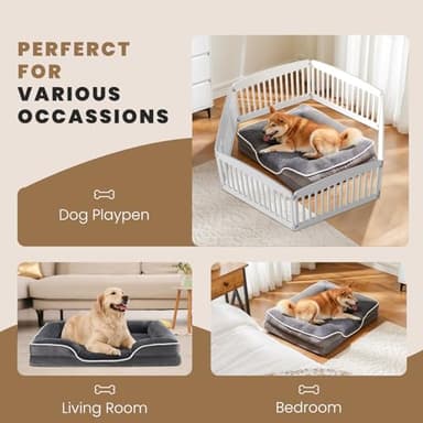 Sweetcrispy Orthopedic Dog Bed, Memory Foam Puppy Sleeping Sofa for Medium Pets with Washable Removable Cover Non-Slip Base Waterproof Liner Egg Crate, Classic Grey, 28" L x 23" W x 6.5" Th - Image 4