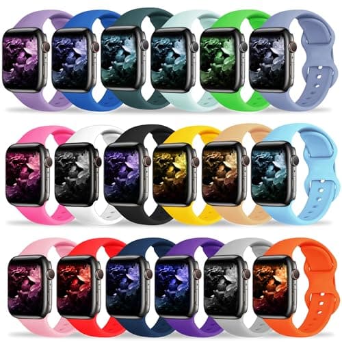 Kounlsyam 18 Pack Bands Compatible with Apple Watch Band 49mm 46mm 45mm 44mm 42mm 41mm 40mm 38mm for Women Men, Sport Silicone Breathable Strap for iWatch Series Ultra 11 10 9 8 SE 7 6 5 4 3 2 1 - Image 1