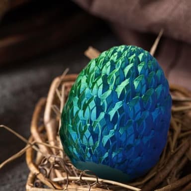 AUMEILLER 3D Printed Dragon,3D Printed Dragon with Egg,Fidget Eggs Gift for Kid(Laser Blue Green) - Image 7