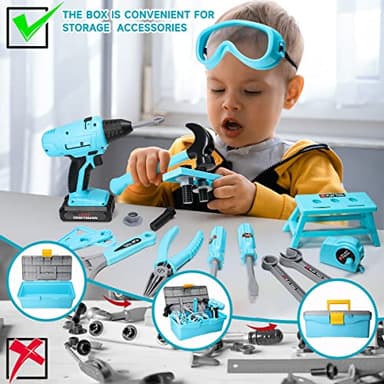 Meland Kids Tool Set - 50PCS Toddler Tool Set with Electronic Toy Drill for Pretend Play, Construction Toy Tools for Kids Age 3-6 Year Old，Gift Idea for Boys Girls Christmas Birthday(Blue) - Image 6