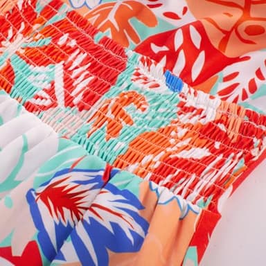 GRACE KARIN Womens Sundress Summer Floral Spaghetti Strap Tie Front V Neck A-Line Maxi Dresses - Image 3