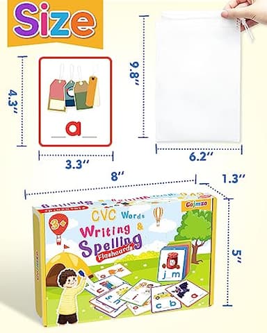 Gojmzo CVC Word Writing & Spelling Flash Cards, Preschool Learning Toddler Activities, Kindergarten Homeschool Supplies, Sight Words Reading Game, Montessori Educational Toys for 3 4 5 6 Year Old Kids - Image 6
