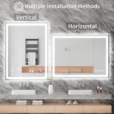 Koonmi 40"x30" LED Mirror for Bathroom, 90CRI Anti-Fog Vanity Mirror with Front and Backlight, Shatter-Proof Wall Mirror with Light, Easy Install Lighted Mirror for Modern Bathroom (IP67) - Image 6