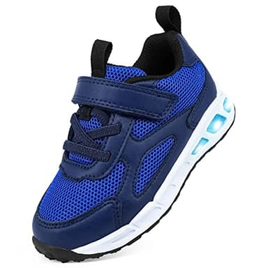YESKIS Light Up Shoes for Boys Tennis Shoes LED Flashing Lightweight Breathable Mesh Durable Running Walking Sneakers for Little Kid Blue Size 12 - Image 1