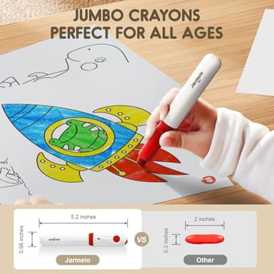 Jar Melo Jumbo Crayons for Toddlers, 24 Colors Washable Crayons with 108 Free PDF Coloring Pages, Unbreakable and Easy to Hold, Safe Art Supplies for Kids Ages 1-3, 2-4, 4-8 - Image 3