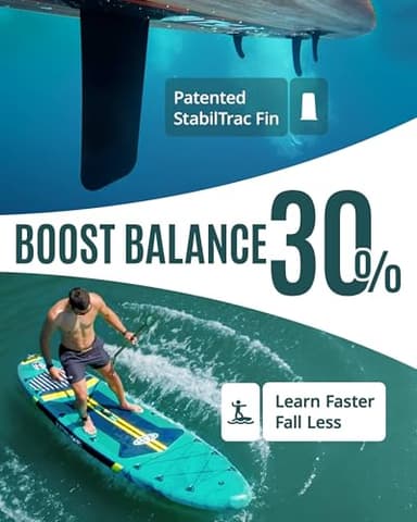 ZLX 11'6" Extra Wide Inflatable Stand Up Paddle Board SUP | Stable Non-Slip Deck Pad, Unique Fin System and Premium iSUP Accessories - Portable Backpack & Upgraded Pump for Adults, All Skill Levels - Image 3