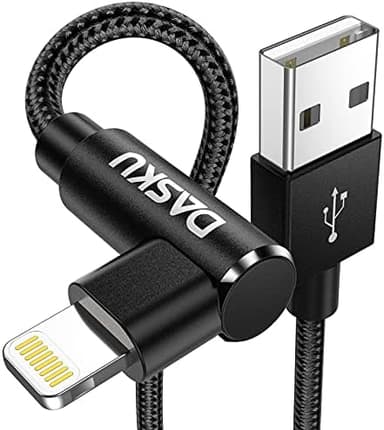 90 Degree iPhone Charging Cable 2Pack 10ft Right Angle Nylon Braided Lightning Charger Cord Compatible with iPhone 14 13 12 11 Pro Max XS XR X 8 7 6 5 Plus iPad（Black） - Image 3
