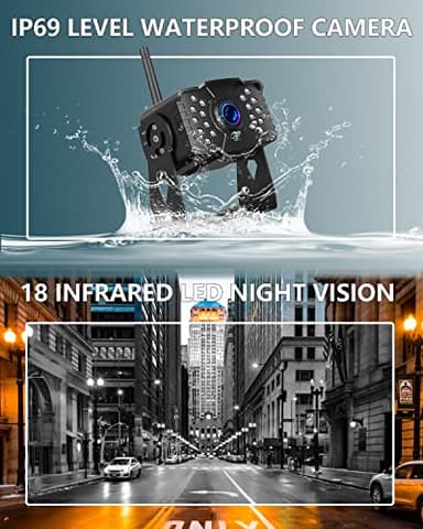 FHD 1080P 2 Digital RV Wireless Backup Camera System for RV Trailer Truck Bus Motorhomes 5th Wheels 4CH 7'' Monitor Highway Monitoring System IP69K Waterproof Super Night Vision Strong Signal - Image 5