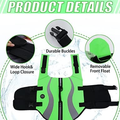 EMUST Life Jacket for Large Dogs, Dog Life Vest for Small/Medium/Large Dogs with Double Rescue Handles, High Reflective Dog Life Preserver for Swimming, Green,L - Image 5