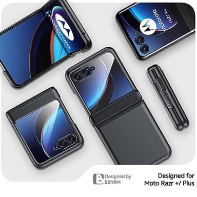 BSNRM for Motorola Razr Plus 2023 case, Built-in Screen Protector & Hinge Protection & Ultra Thin Matte PC Shockproof Phone Cover Smartphone Case for Moto Razr Plus 2023 (Black) - Image 3