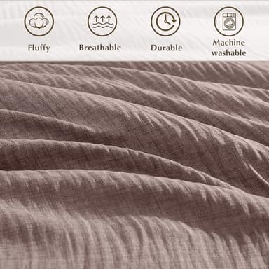 Geniospin King Size Comforter Set- 7 Piece Misty Rose Textured King Bedding Set, Soft Solid Bed in a Bag for All Season, King Comforter Set with Sheets(Misty Rose,102''x90'') - Image 6