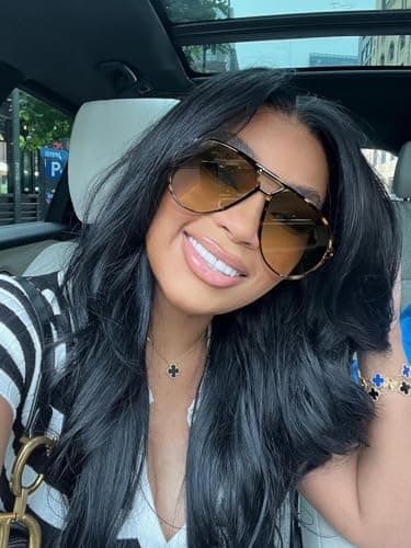 GUVIVI Retro Aviator Sunglasses for Women Men Oversized Classic 70s Vintage Trendy Square Aviators Tortoise Sun Glasses - Image 8