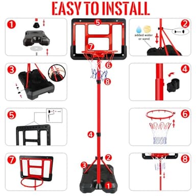 Kids Basketball Hoop with Stand, Adjustable Basketball Set, Toddler Basketball Toys for Boys Age 3 4 5 6 7 8, Indoor Outdoor Backyard Sport Game Gifts - Image 7