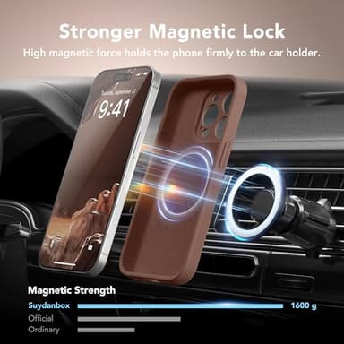 SuydanBox Magnetic for iPhone 14 Pro Case, Compatible with MagSafe, [Full Camera Protection][Screen Protector] Silicone Shockproof Protective Phone Case for iPhone 14 Pro 6.1", Brown - Image 3