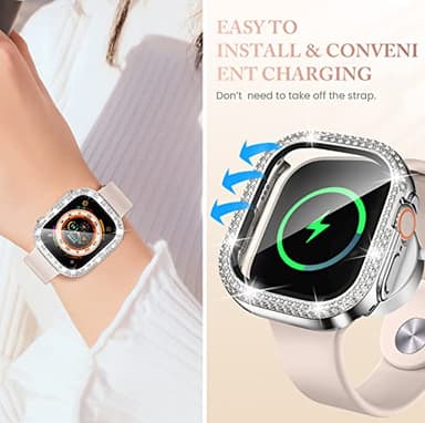 Goton 4-Pack Bling Case for Apple Watch Ultra 3/2/1 Screen Protector 49mm, Women Glitter Diamond Rhinestone Protector for iWatch Cover Accessories 49 mm - Image 5