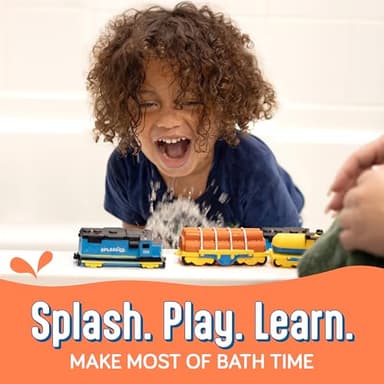 SplashEZ Train Toys for Bath | Mold Free Bath Toys for Kids & Toddlers with No Hole for Water | Train Set Ideal Size for Little Hands | Safe, Durable for Baby Tub Pool Fun for Boys Girls Ages 0 & Up - Image 5