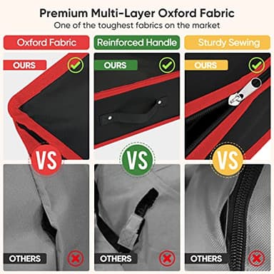 BALEINE Wrapping Paper Storage Organizer, 40" Durable 600D Oxford Fabric Gift Wrap Storage Bag with Flexible Partitions for Ribbon, Holiday Accessories (Black/Red) - Image 5