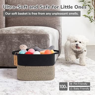 Goodpick Woven Storage Basket for Shelves, Small Wicker Baskets for Shoes,Towel, Toy Baskets Storage Kids, Empty Gift Basket with Handles, 13 x 10 x 9 Inches - Image 6