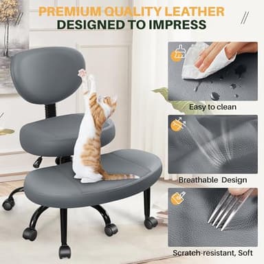 Primy Criss Cross Office Chair - ADHD Cross Legged Chair with Wheels - Adjustable Height Ergonomic Kneeling Desk Chairs for Meditation Yoga Home Office with Backrest, 360°Rotating Footrest -Dark Gray - Image 6