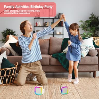 Mini Karaoke Machine for Kids Adults,Portable Bluetooth Speaker, 1-2 Wireless Microphones with Fun Voice Changing Function-Toys for 5 6 7 8 9 10 Year Old Girl Boys Birthday Gifts Ideas - Image 6