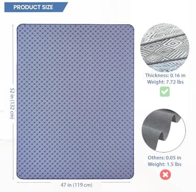RccugmatS Chair Mat for Hardwood & Tile Floor, 47" x 52" Heavy Duty Office Chair Mat Floor pad for Rolling Chairs, Anti Slip, Non-Curve, Floor Protector for Home Office, Blue X - Image 3