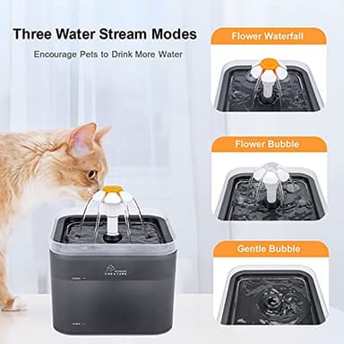 Cat Water Fountain, 67oz/2L Automatic Cat Drinking Fountain, Pet Water Fountain with LED Light and Filter for Cats and Small Dogs (Grey) - Image 4