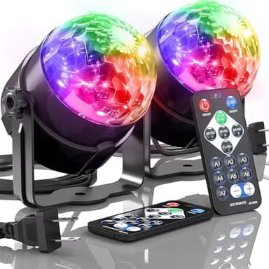 Yiixuyo - 2-Piece Set of Party Lights, Voice Controlled Flash with Remote Control, Disco Ball Lights, Family Room Parties, Wedding Bars, KTV Karaoke/New Year's Eve Halloween Christmas Decorations. - Image 1