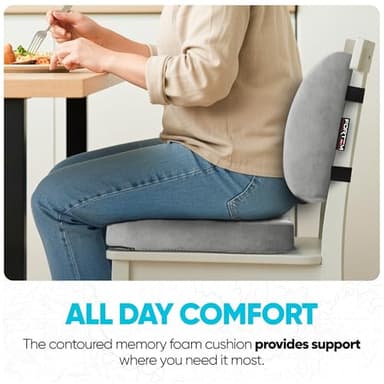 FORTEM Office Chair Cushion and Back Support for Office Chair, Lumbar Support Pillow, Memory Foam, Non Slip Sitting and Back Rest for Gaming, Car Seat Cushion, Chair Pad - Image 8