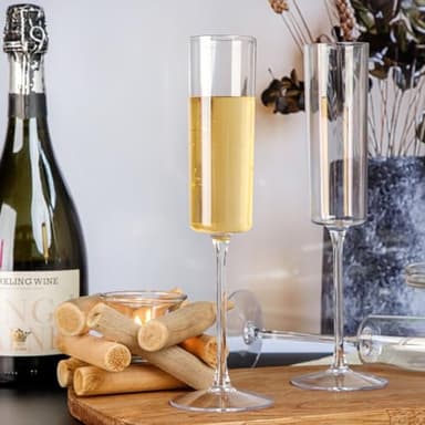 Ciaell 24 Pack Plastic Champagne Flutes - Clear 6 Oz Disposable Champagne Glasses - Square Plastic Toasting Glasses for Party Birthday Anniversary Wedding - Image 7