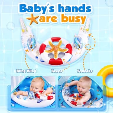 Baby Pool Float with Canopy UPF50+ Sun Protection, Inflatable Kids Pool Floats with Toy Play Console for Baby 6-36 Months, Infant Swimming Float with Adjustable Safety Seat for Boys Girls - Image 3