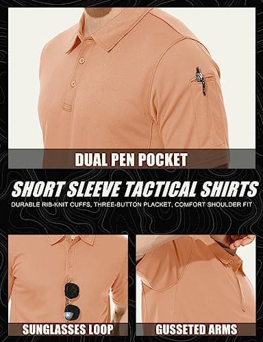 MAGCOMSEN Golf Polos for Men Dry Fit Short Sleeve Polo Shirts Breathable Athletic Polo Shirts Rugby Shirt Apricot XXL - Image 5