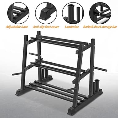 Dumbbell Rack, Bongkim Dumbbell Set with Rack Stand, Dumbbells Weights Rack for Home Gym, Weight Rack for Dumbbells, Kettlebells, and Weight Plates 1100LBS - Image 5