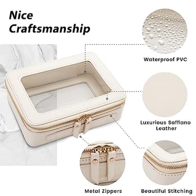 Aveniee Clear Makeup Bag Organizer, Travel Toiletry Bag Cosmetic Case for Women, Portable Make Up Skincare Pouch Car Organizer Bag with Zippers for Essentials,White - Image 2