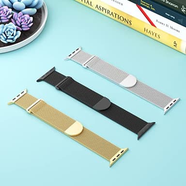 STEEZRD 3 Pack Mesh Metal Apple Watch Bands, 38mm-45mm, Stainless Steel Magnetic Loop Band Replacement for Ultra 2 iWatch Series 9/8/SE/7/6/5/4/3/2/1 - Image 2