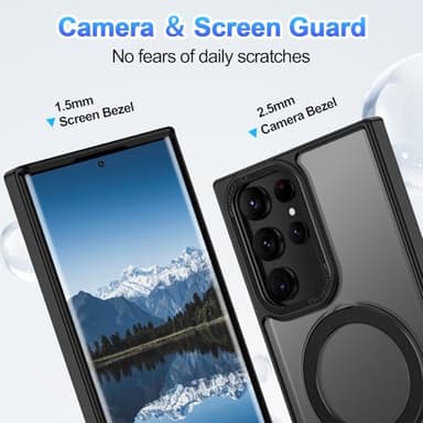 Casehas for Samsung Galaxy S22 Ultra Case,with Magnetic Invisible Stand [Military Drop Protection] [Compatible with MagSafe] Shockproof Slim Translucent Anti-Slip, Black - Image 5