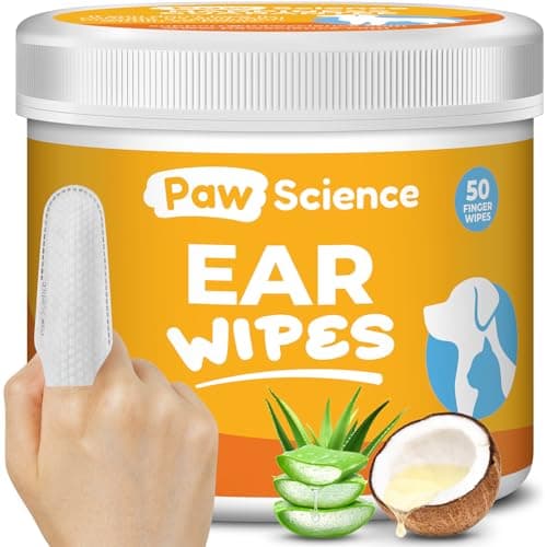 Paw Science Dog Ear Cleaner Wipes – Finger Wipes for Dogs & Cats – Cleaning, Soothing, & Deodorizing Itchy Ears – Pet Ear Relief Solution (Coconut) - Image 1