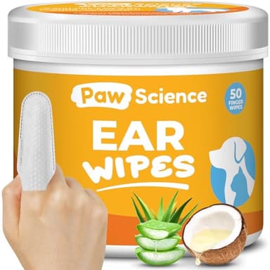 Paw Science Dog Ear Cleaner Wipes – Finger Wipes for Dogs & Cats – Cleaning, Soothing, & Deodorizing Itchy Ears – Pet Ear Relief Solution (Coconut) - Image 1