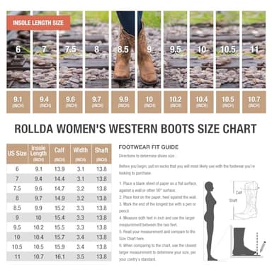 HISEA Rollda Cowboy Boots for Women, Cowgirl Boots, Comfortable Western Boots with Pointed Toe Stitched Embroidery for Country Concert Dancing Wedding Traveling Daily Outfits - Image 6
