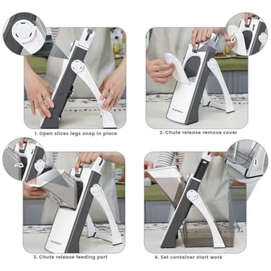 SupMaKin Upgrade Safe Mandoline Slicer, Multi Vegetable Chopper, Potato Slicer, Vegetables Slicer Onion Chopper Fry Cutter, Kitchen Chopping Artifact (GrayWhite) - Image 6