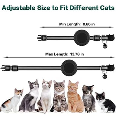Dgerp Airtag Cat Collar Breakaway, Reflective Kitten Collar with Apple Air Tag Holder and Bell for Girl Boy Cats, 0.4 Inches in Width and Lightweight(Pink) - Image 7