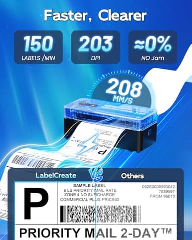 LabelCreate Bluetooth Thermal Shipping Label Printer, 4x6 Thermal Label Printer for Small Business, 2410BT Wireless Label Printers Compatible with iOS Android & PC, Widely Used for Ebay, USPS, Tiktok - Image 4