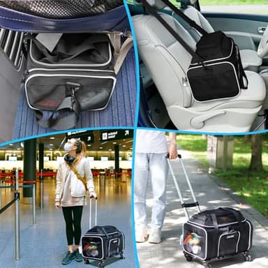 Petskd Top-Expandable Pet Carrier with Wheels 18x11x11 Inches Delta American United Airline Approved, Soft-Sided Carrier for Small Cats Dogs with Locking Safety Zippers and Anti-Scratch Mesh(Black) - Image 8