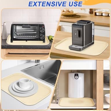 SMILOOL Silicone Pet Feeding Mat with Raised Edge for Food and Water, Dog Bowl Mats, Cat Bowls Placemat with High Lip for Floor Waterproof, Rubber Tray for Cats and Dogs 19 x 12 x0.7 White Sand - Image 8