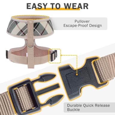 SCENEREAL No Pull Dog Harness Collar and Leash Set for Small Sized Dogs, Soft Mesh Step in Plaid Harnesses for Fall Winter, Adjustable Pet Vest for Outdoor Walking Training and Running - Image 5